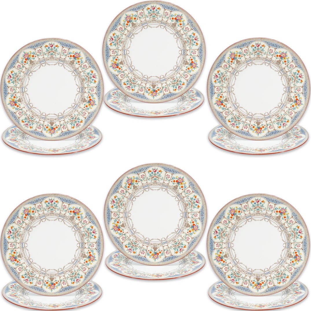 (12 Pc) Antique Minton 'Hazlemere' Hand Enameled Dinner Plates (1 of 7)