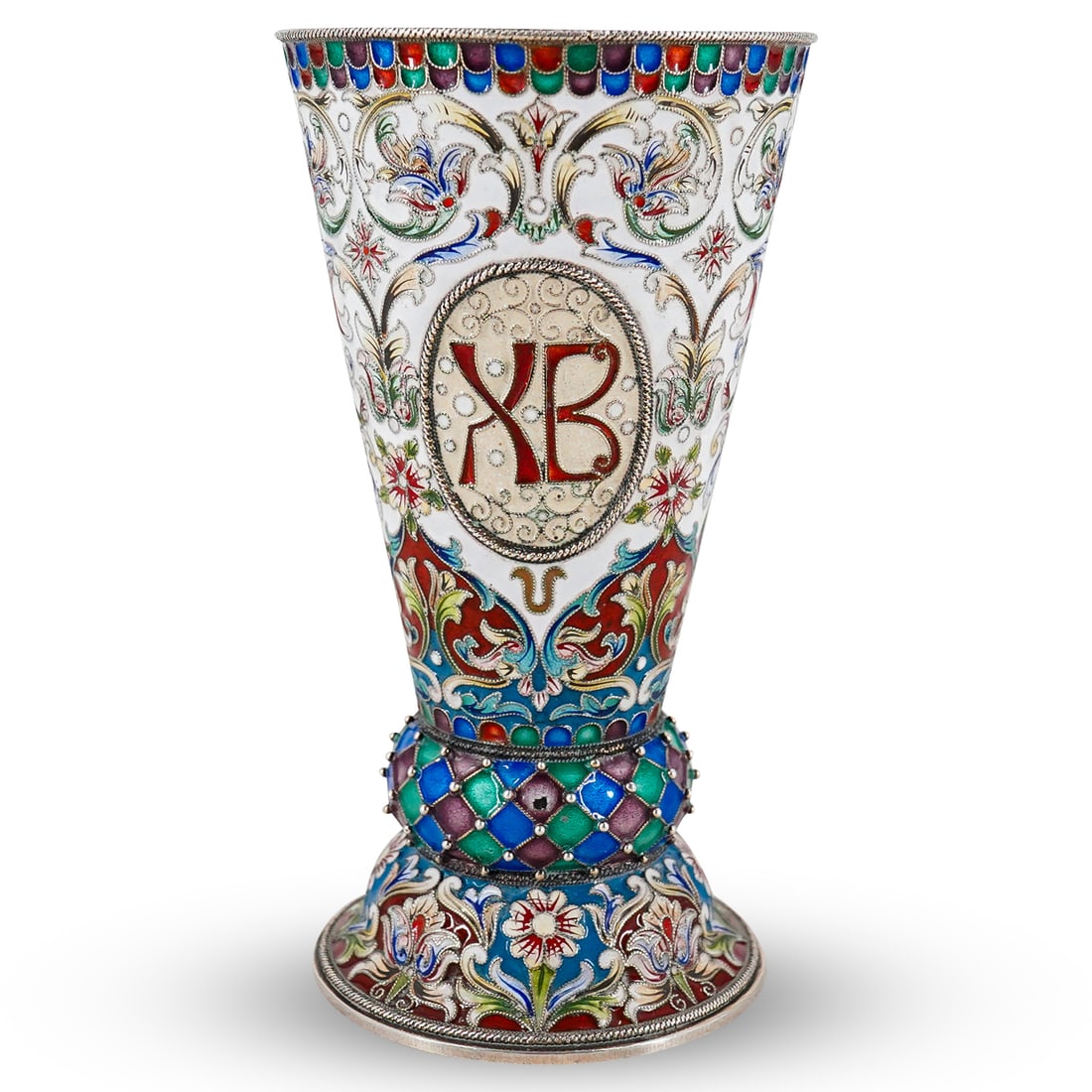Russian Gilt Silver & Shaded Enamel Beaker Vase (Feodor Ruckert) (1 of 12)