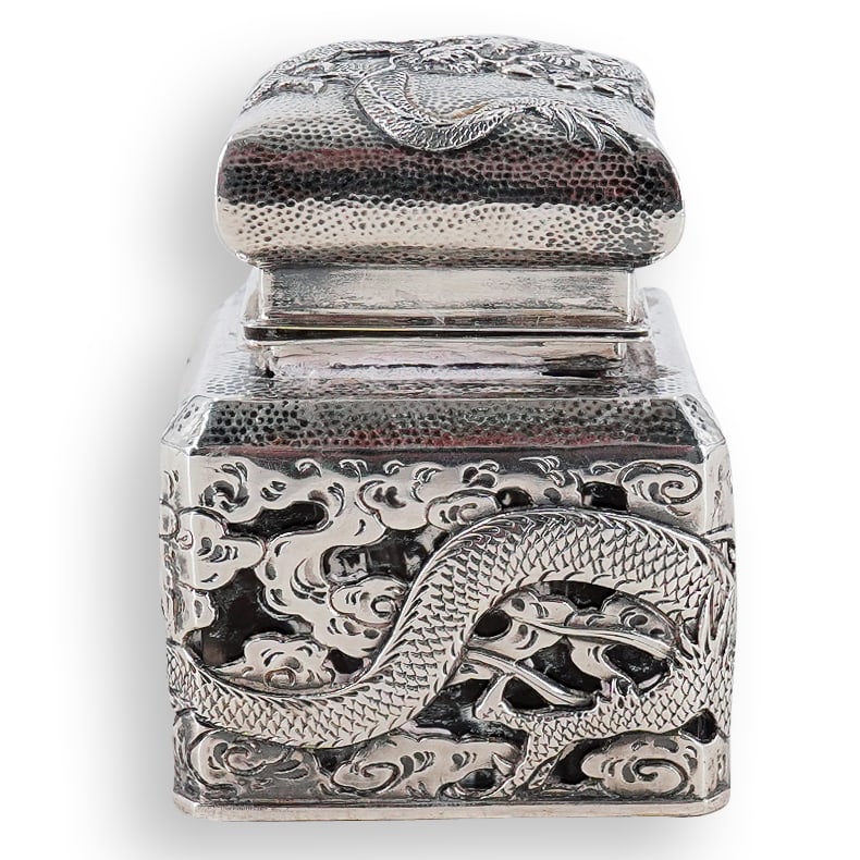 Antique Japanese Arthur & Bond Sterling Silver & Glass Dragon Inkwell (1 of 12)