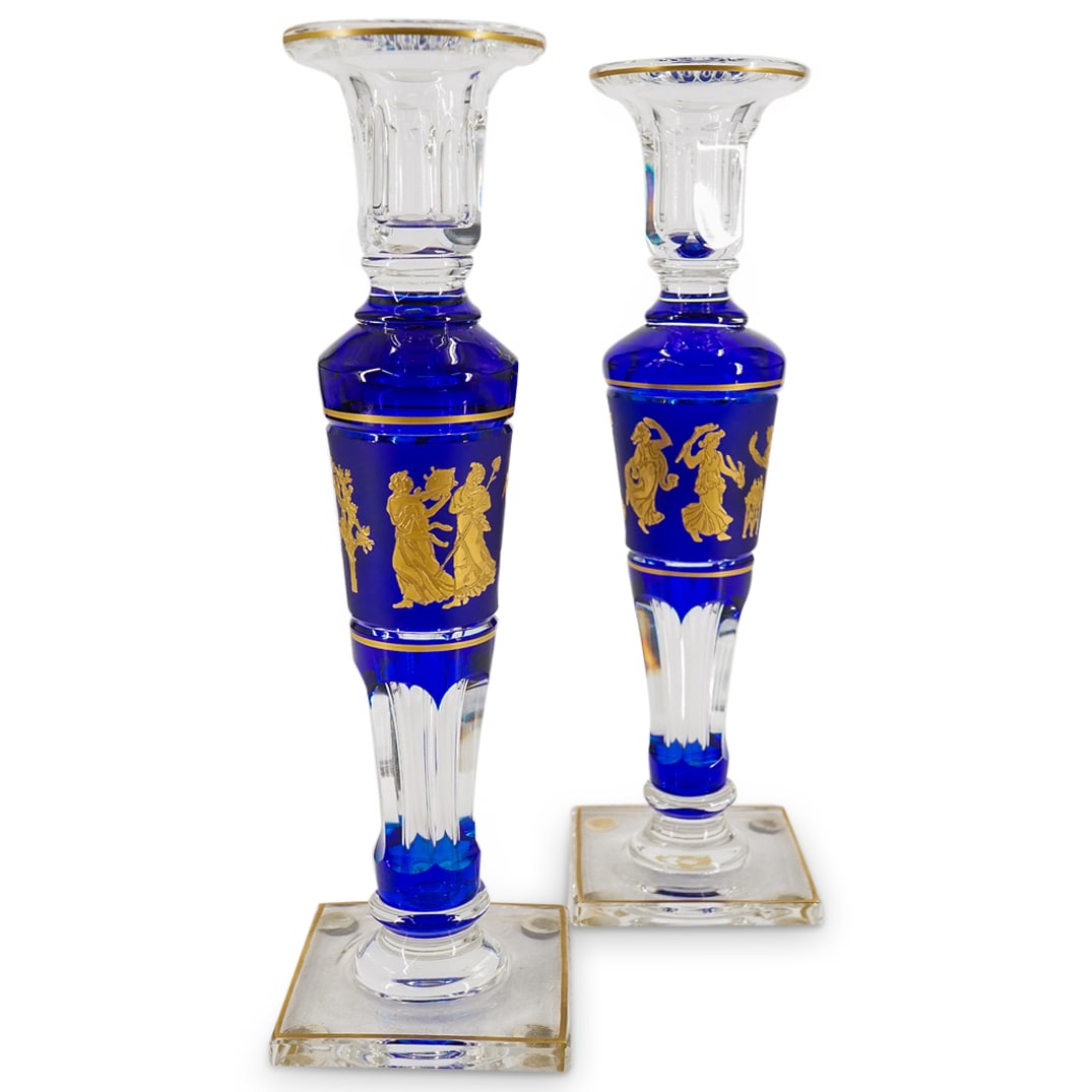 Pair Val St. Lambert "Danse De Flore" Crystal Candlesticks (1 of 8)