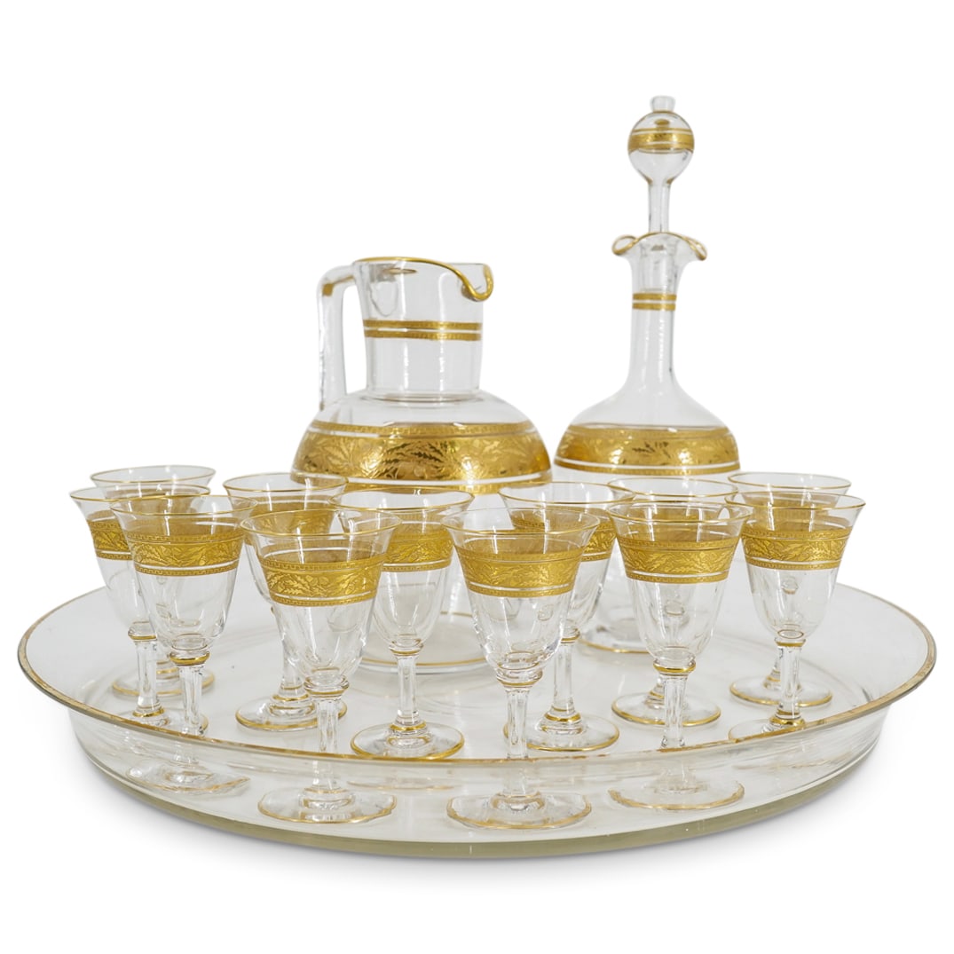 (15 Pc) Antique Baccarat Crystal Gold Encrusted Liquor Set (1 of 20)