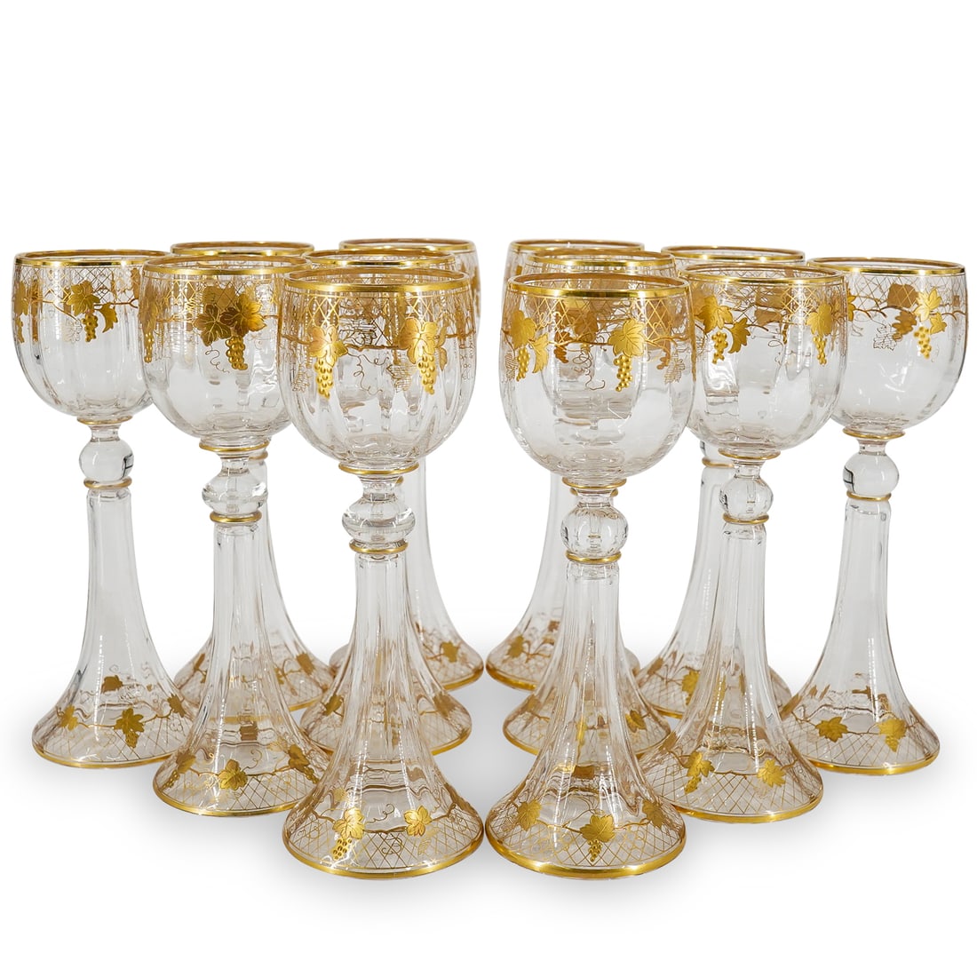 (12 Pc) St. Louis Glass Cocktail Stemware Set (1 of 11)