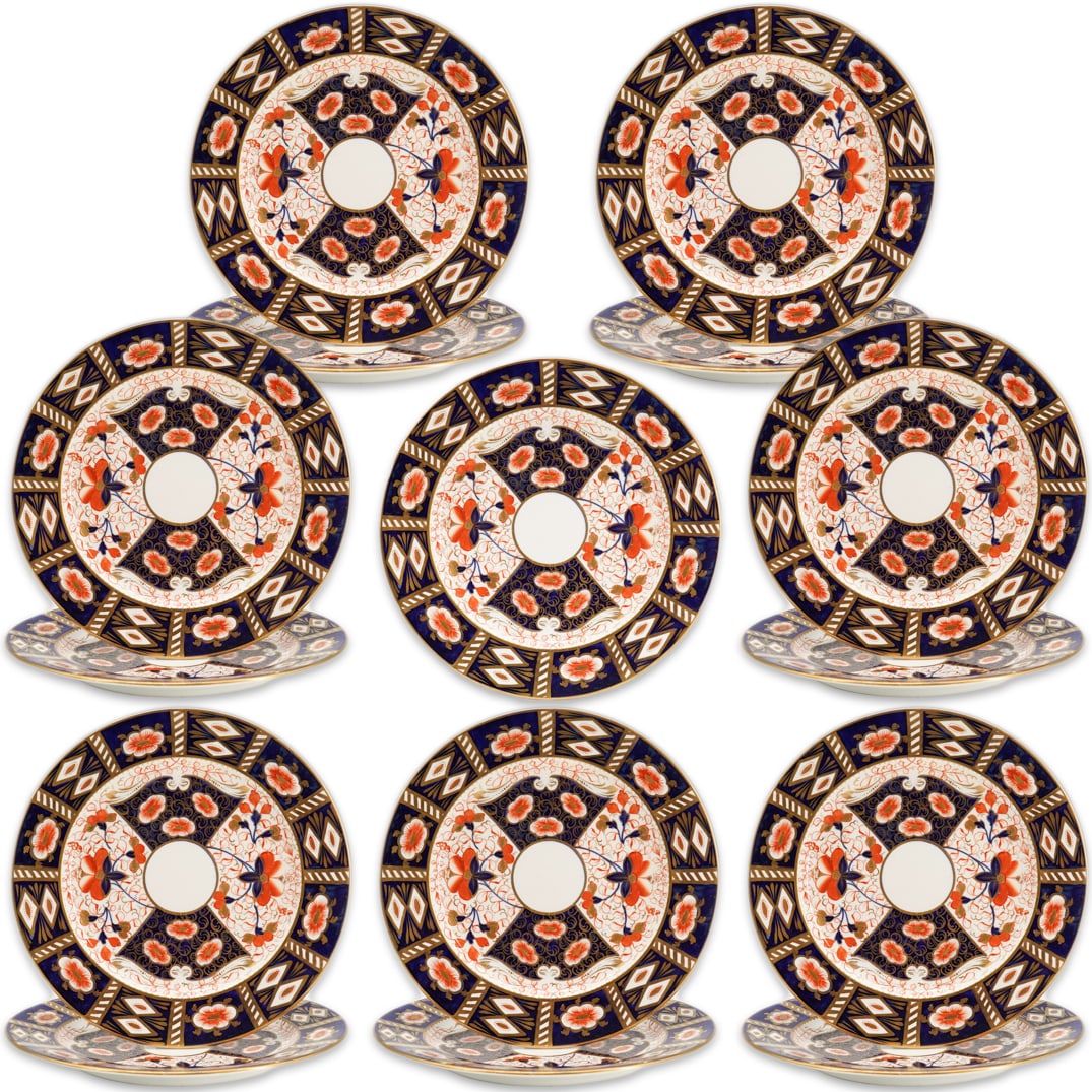 (15 Pc) 19th Cent. English Royal Crown Derby Imari Porcelain Dinner Plates (1 of 7)