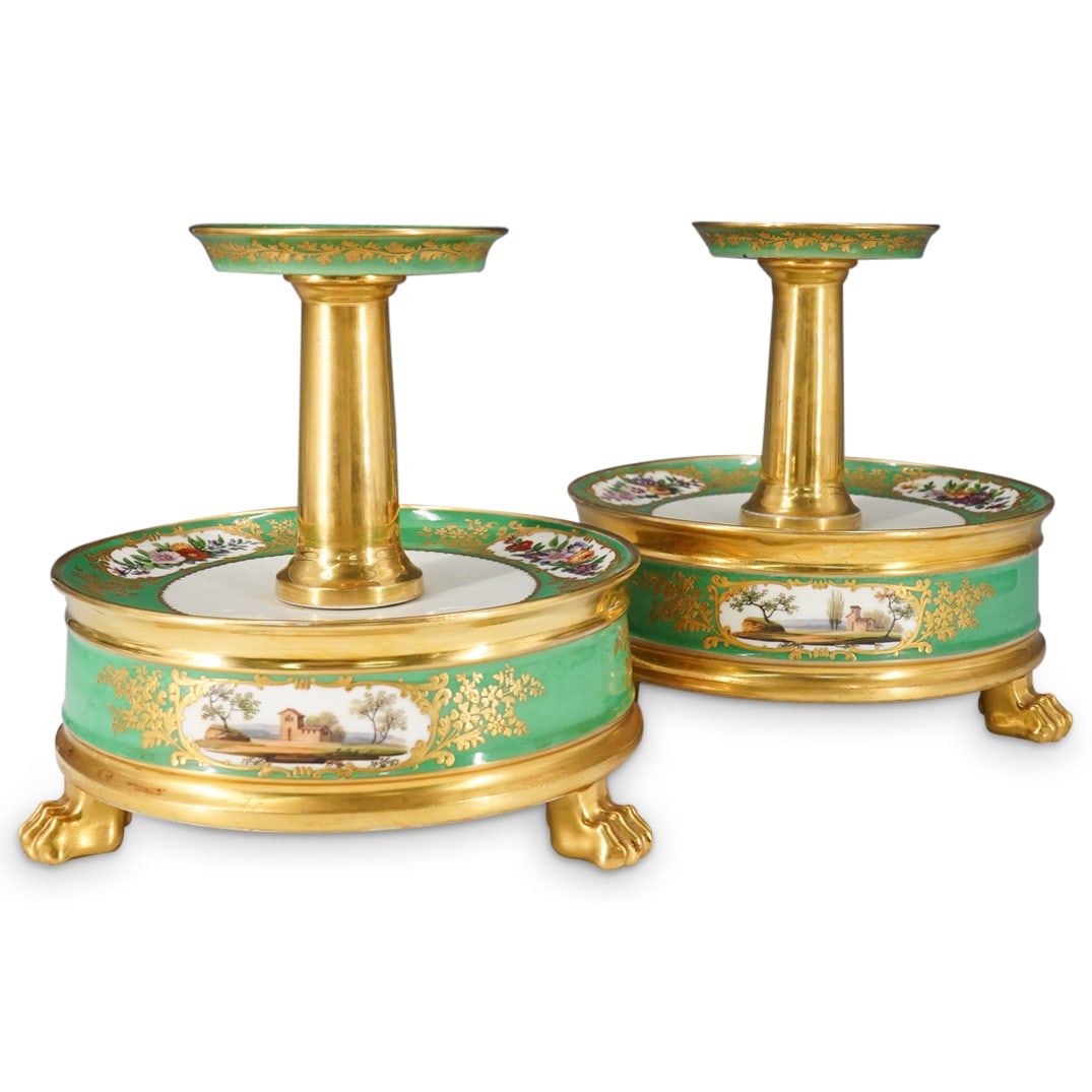 Pair Of Early 19th Century Feuillet Tiered Porcelain Bases (1 of 11)