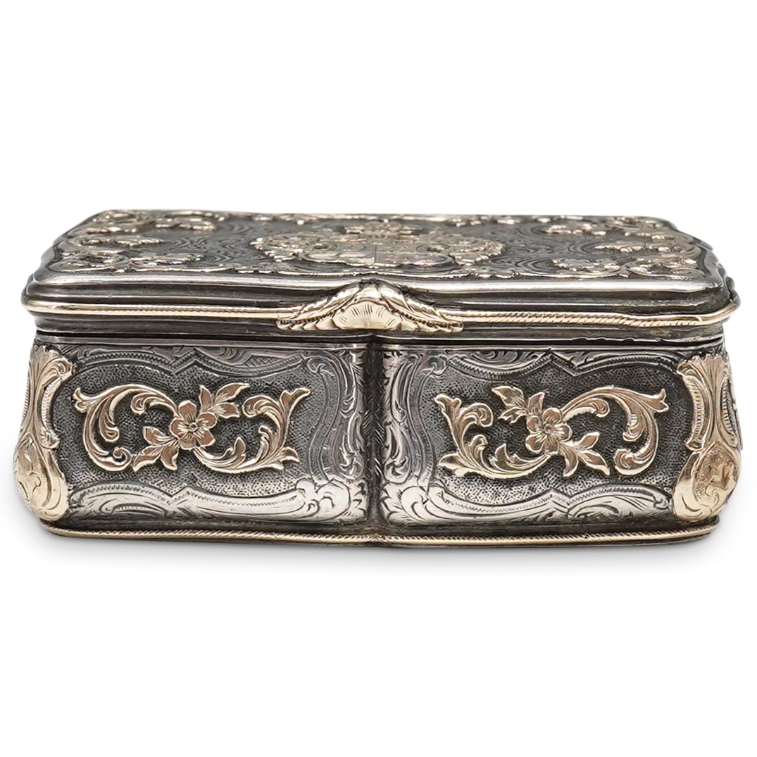 Russian Gold Inlaid Silver Snuff Box (Dmitry Ilyich Tverskoy) (1 of 14)