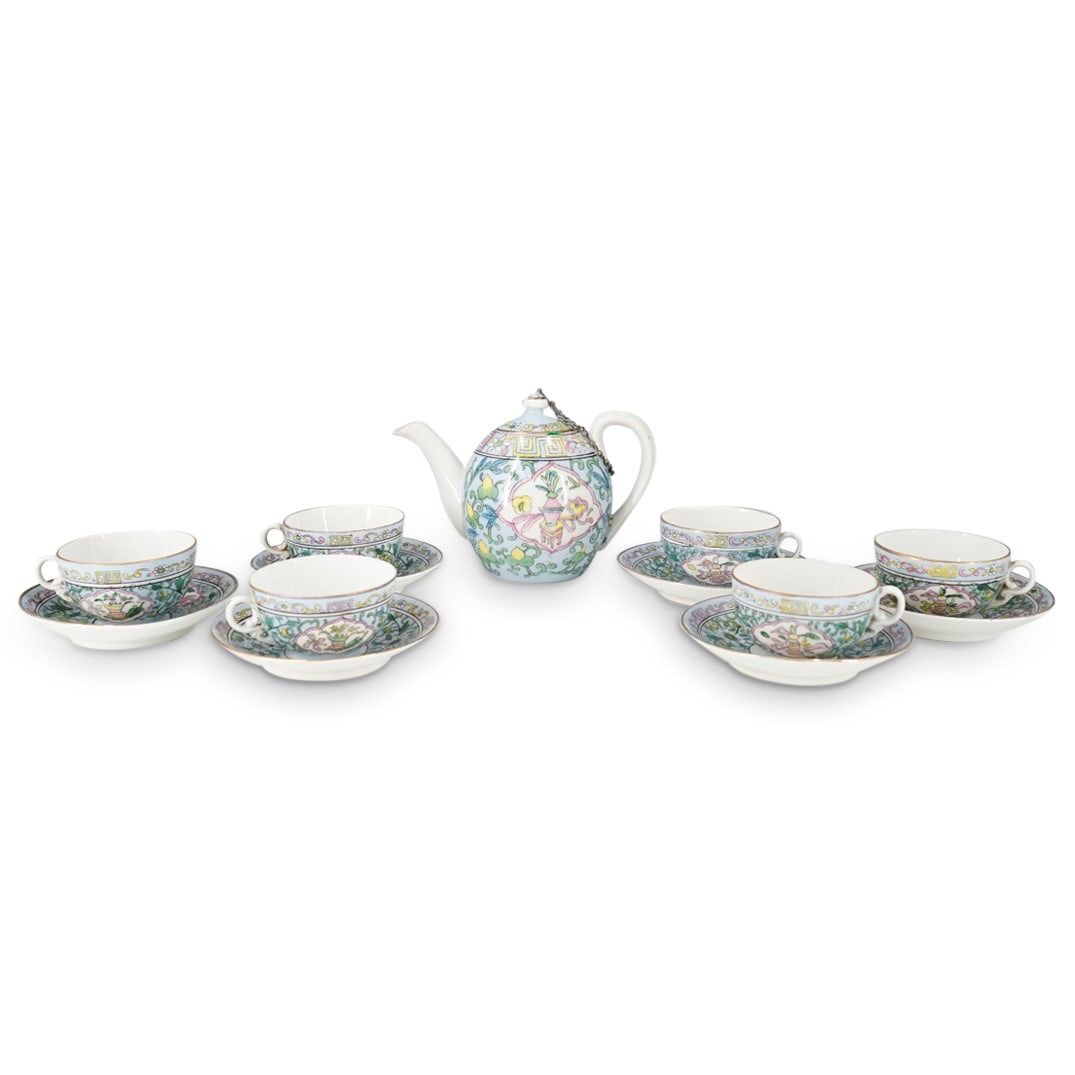 (13 Pc) Antique Russian Chinoiserie Porcelain Tea Set (1 of 10)