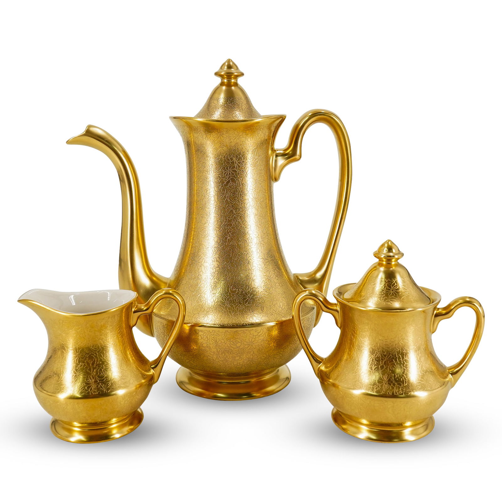 (3 Pc) Pickard Porcelain "Rose and Daisy" Coffee Set (1 of 20)