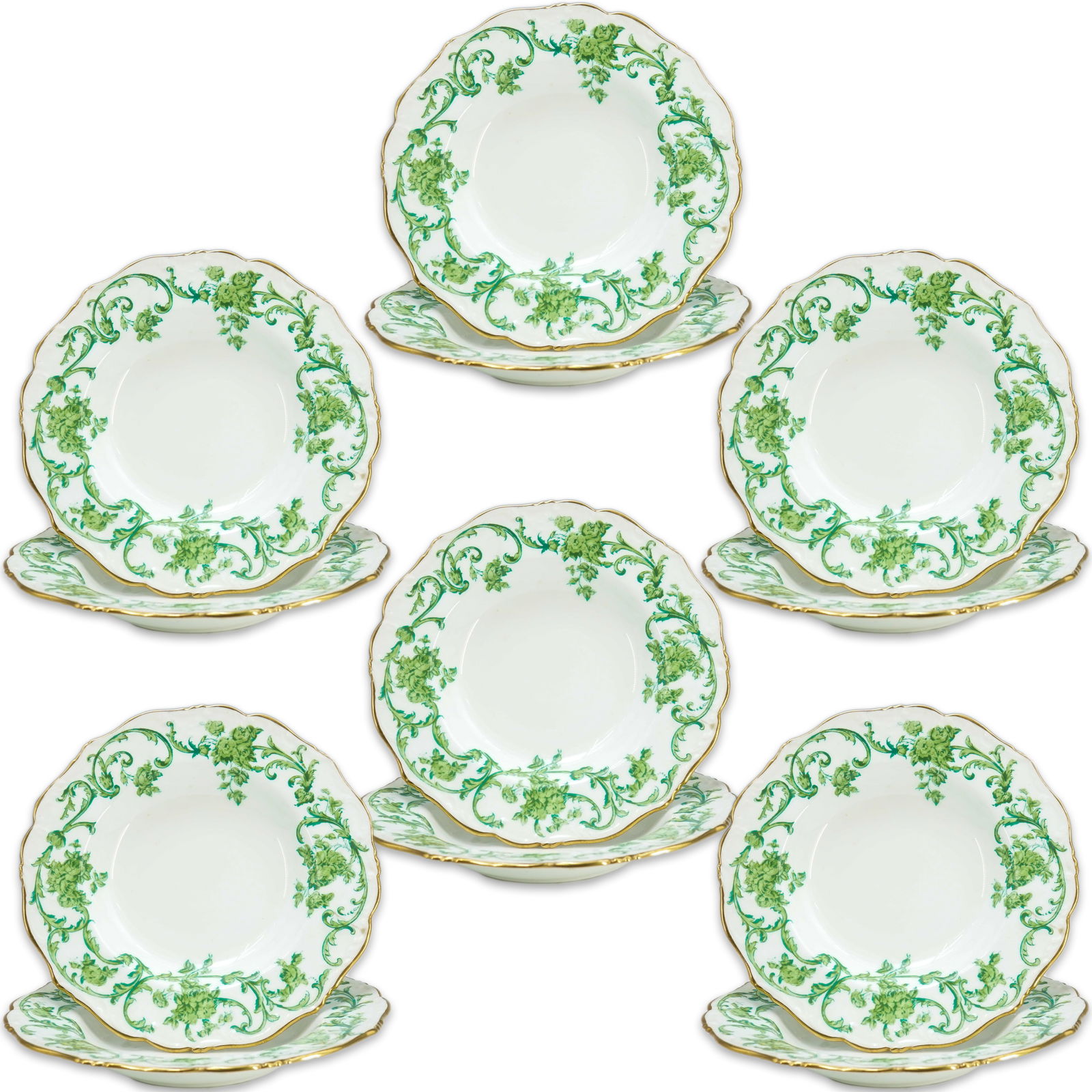 (12) Cauldon Porcelain For Richard Briggs Co. Boston Soup Plates (1 of 5)