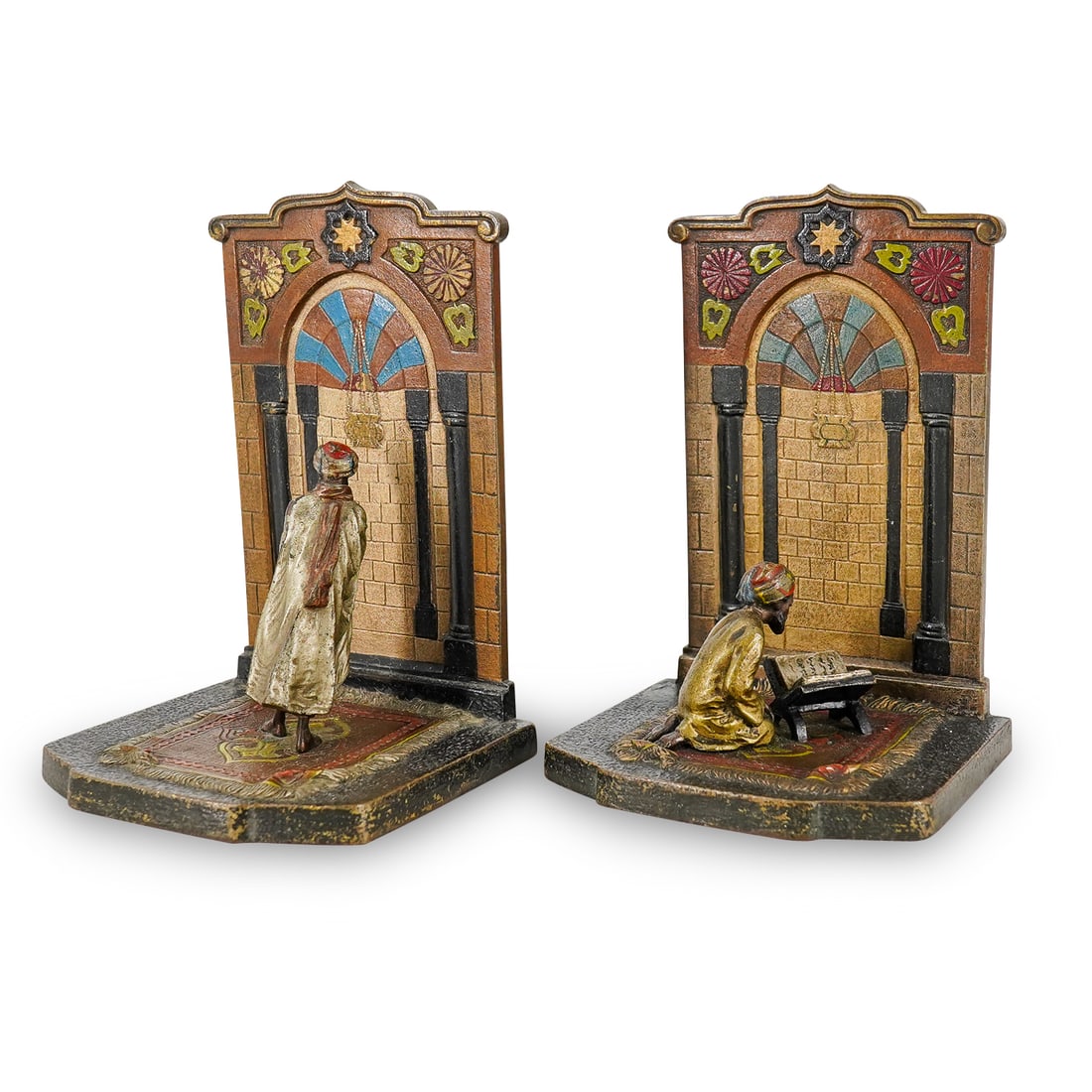 Pair Of Viennese Orientalist Cold Painted Bronze Bookends (1 of 15)