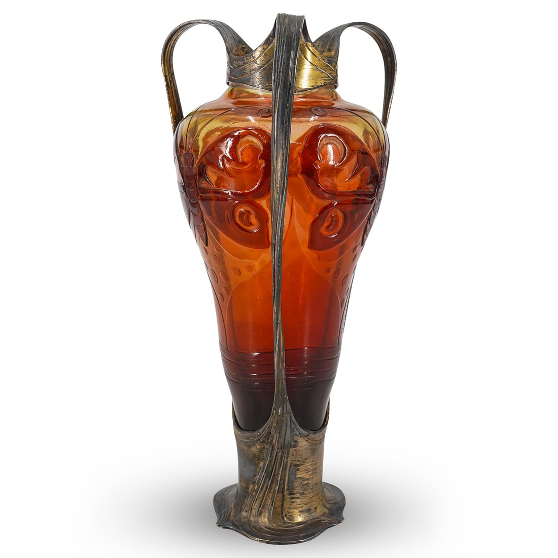 Art Nouveau Orivit Glass And Gilt Bronze Butterfly Vase (1 of 9)