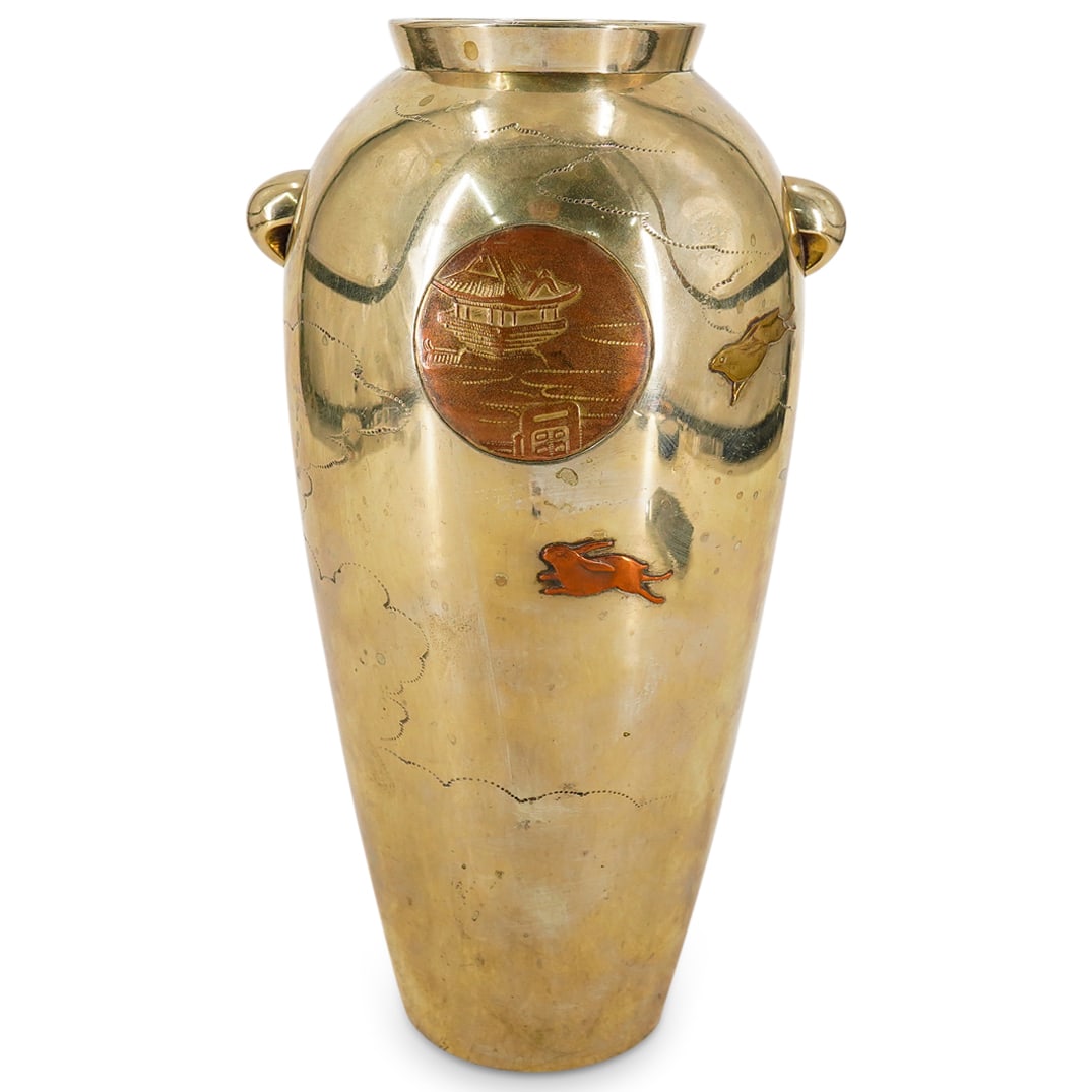 Antique Japanese Meiji Mixed Metal Lunar Rabbit Vase (1 of 7)