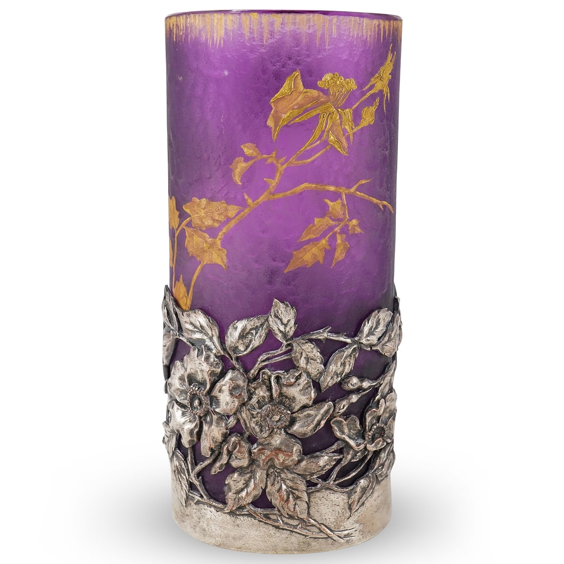 Antique Aesthetic Movement Glass And Metal Vase (1 of 7)