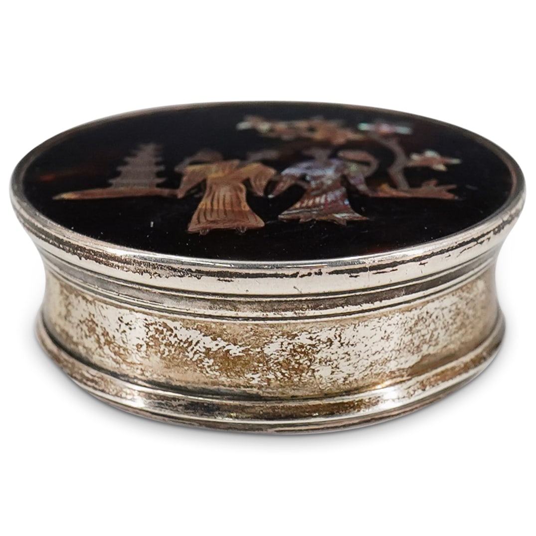 Victorian Tortoise Hued MOP Inlaid Compact Case (1 of 9)
