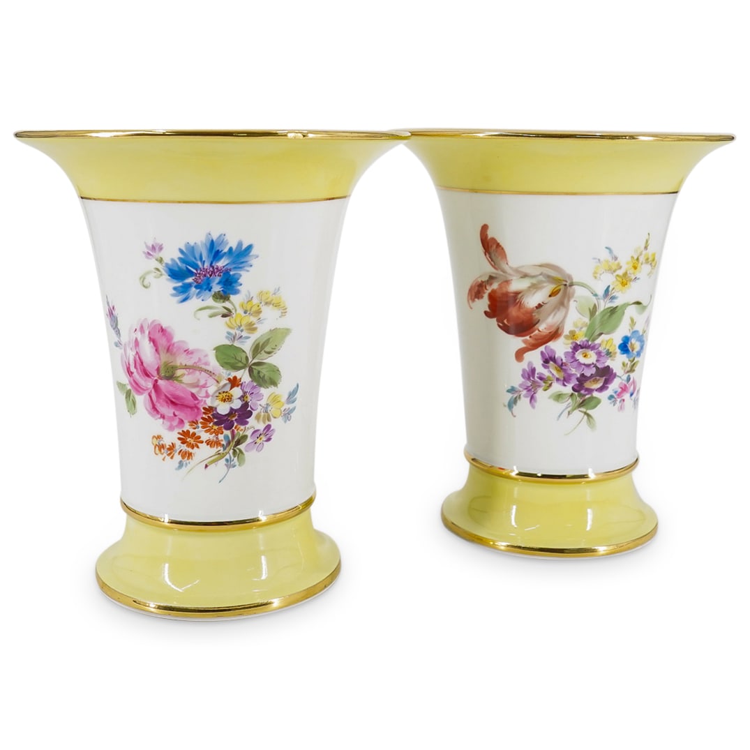 Pair Of Meissen Porcelain White And Yellow Vases (1 of 10)