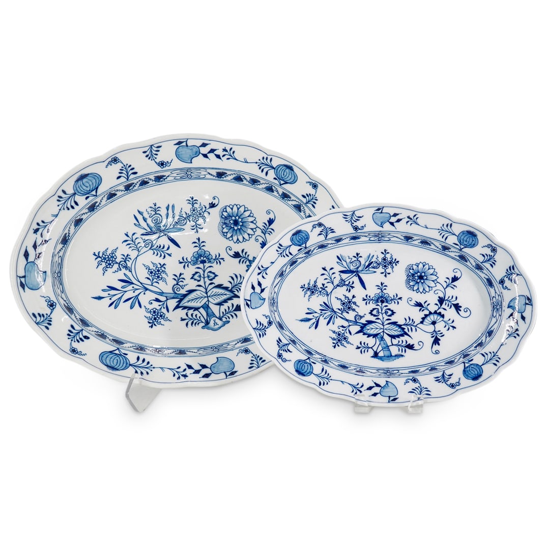 Pair Of Antique Meissen Blue Onion Porcelain Platters (1 of 16)