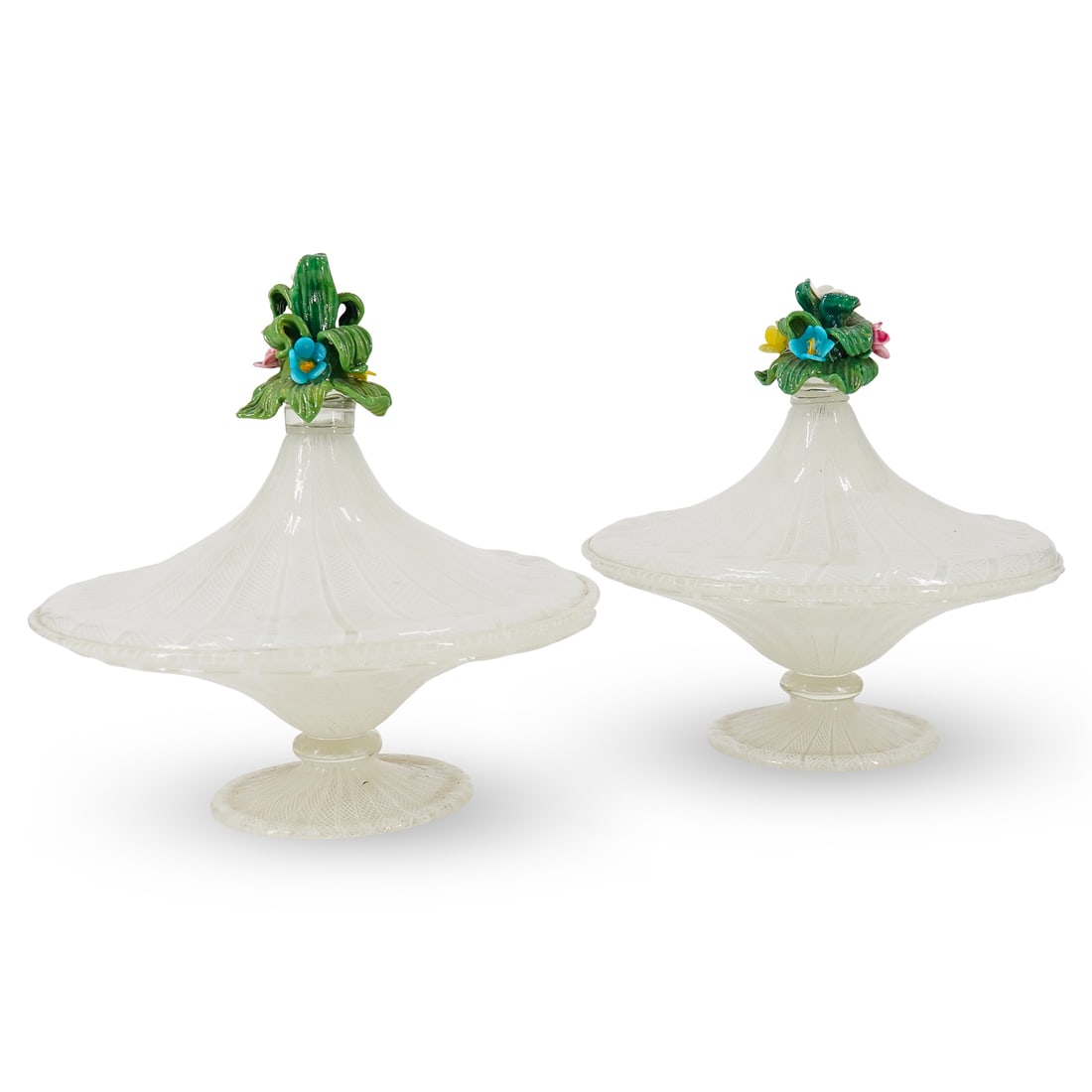 Pair Art Glass Latticino Compotes (1 of 11)