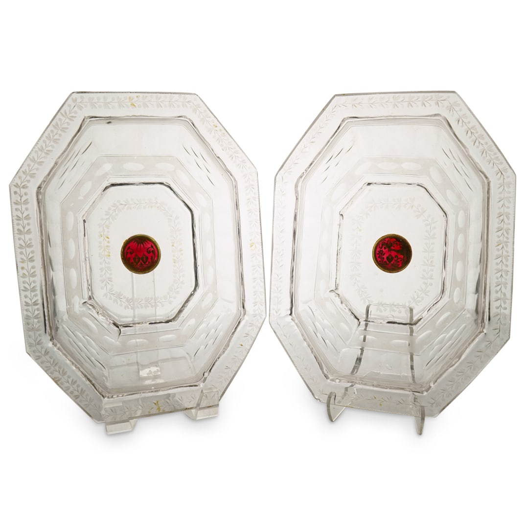 Pair Of Antique European Glass Medallioned Serving Bowls (1 of 8)