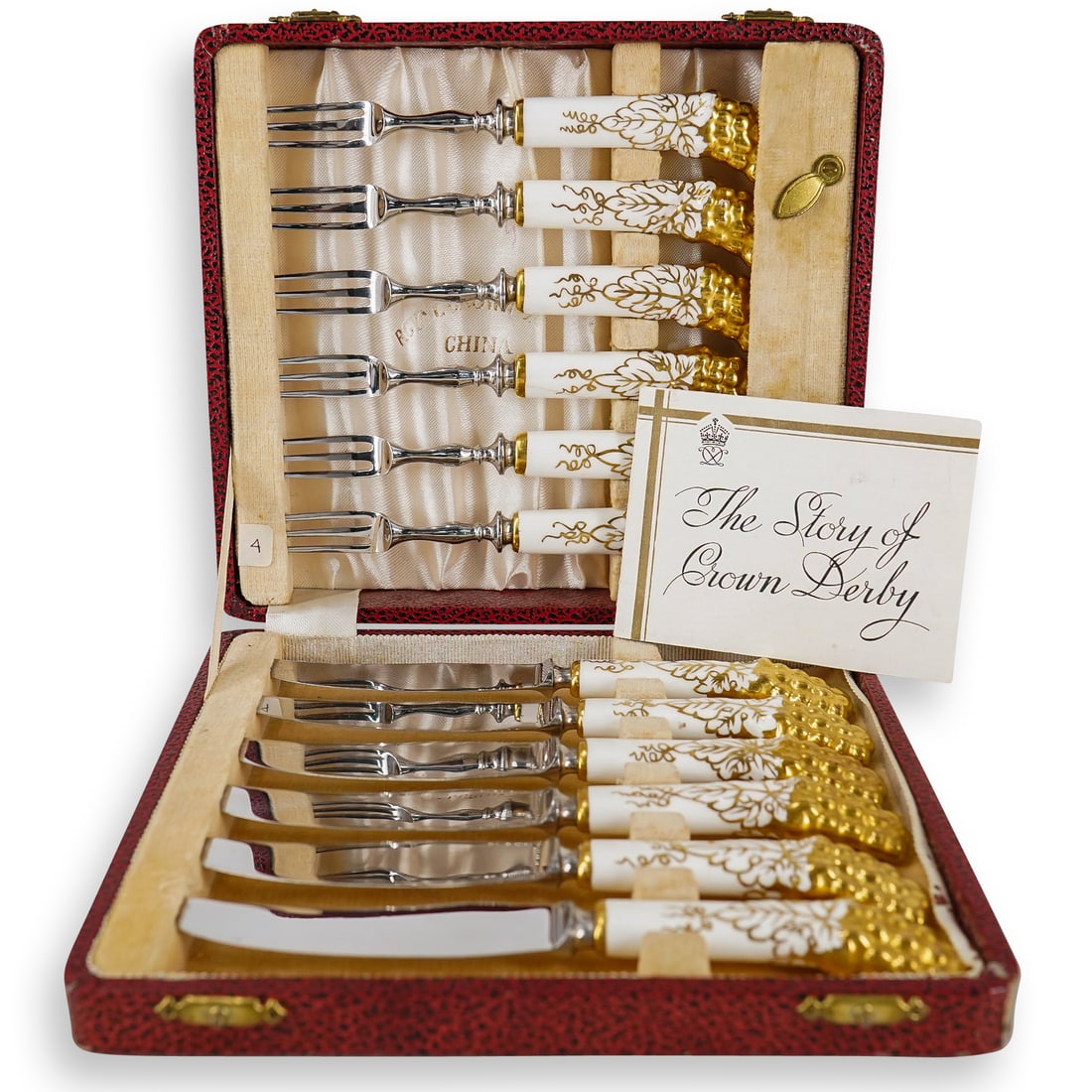 (12 Pc) Royal Crown Derby Porcelain Handled Forks & Knives (1 of 17)