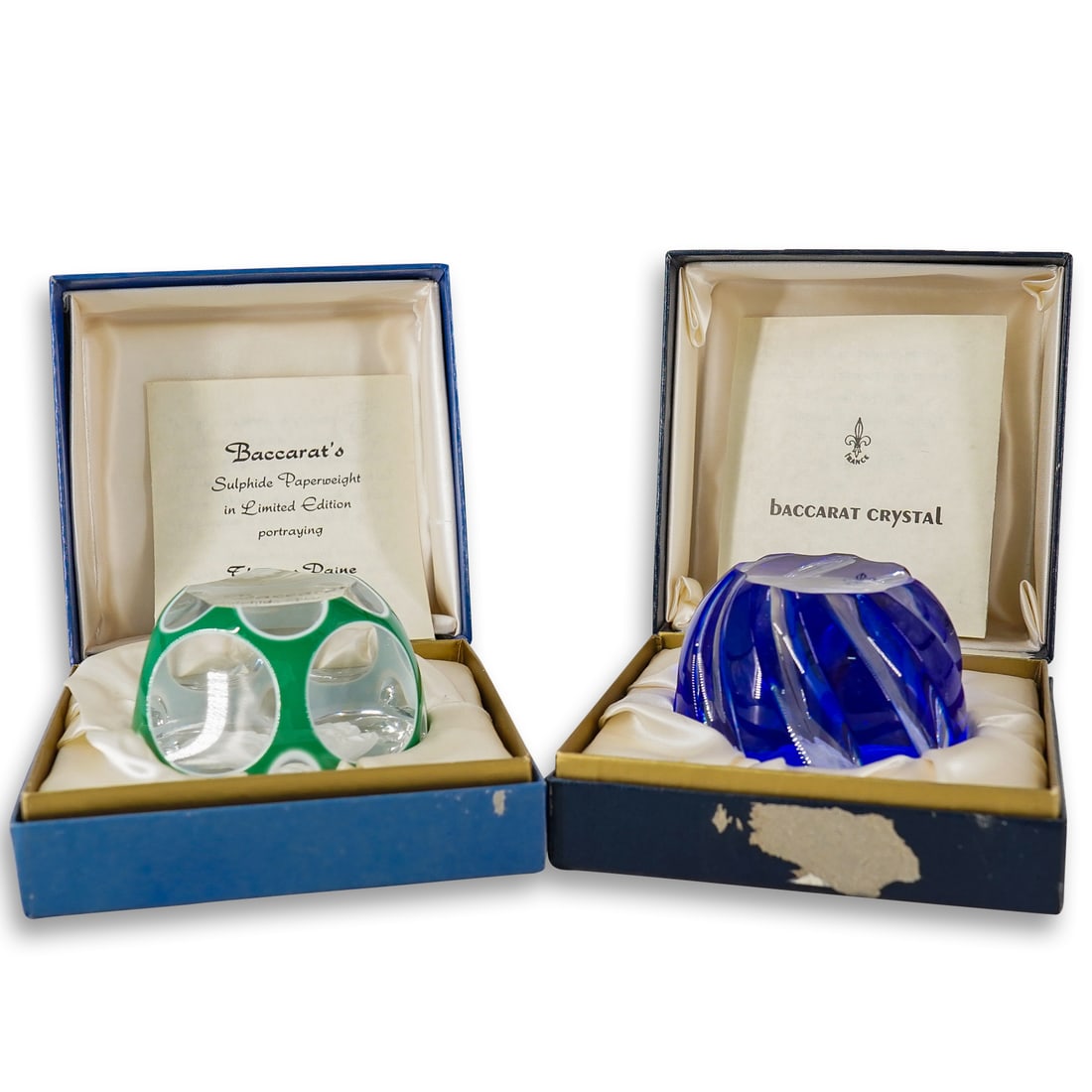 (2Pc) Baccarat Crystal Sulfide Paperweights (Patrick Henry) & (Thomas Paine) (1 of 19)