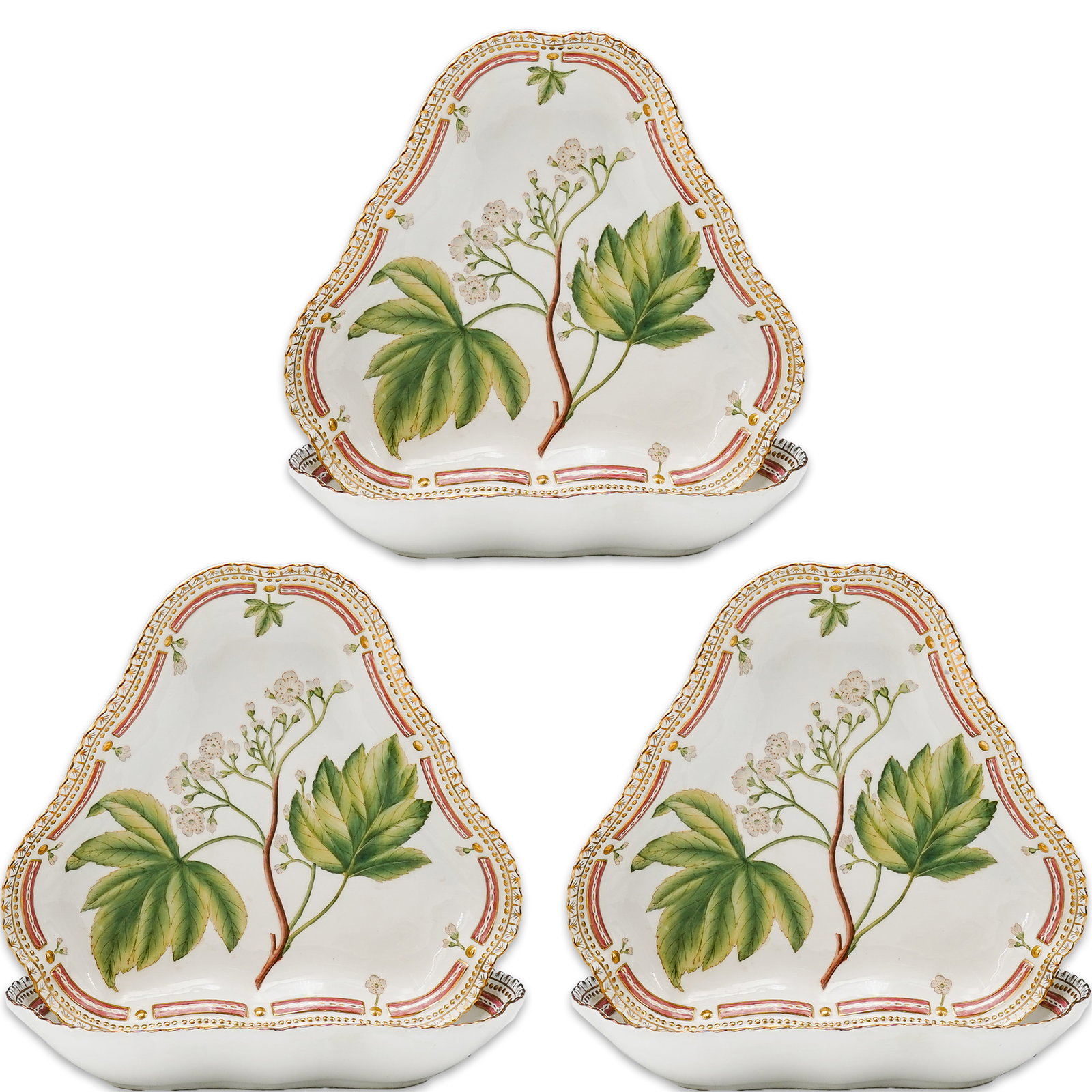(6 Pc) Sevres Porcelain Triangular Cake Dishes (1 of 9)