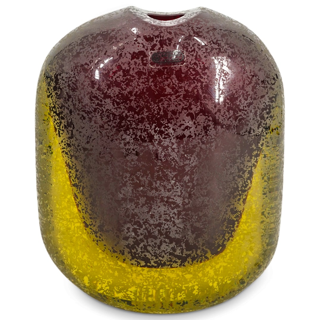 Flavio Poli For Seguso Vetri D'Arte Murano Blown Glass Corroso Vase (1 of 9)