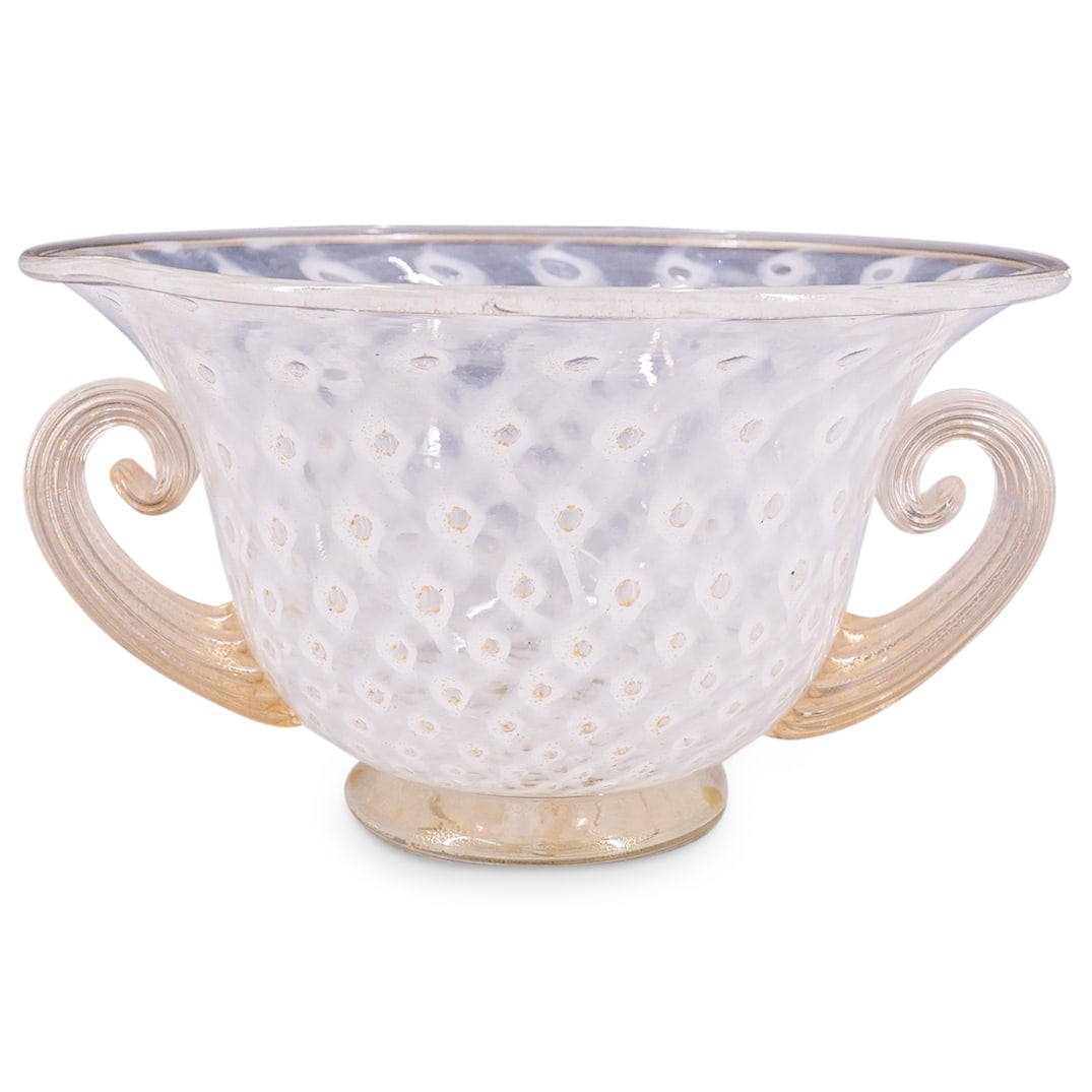 Gambari Murano Glass Gold Flake Handled Bowl Vase (1 of 8)