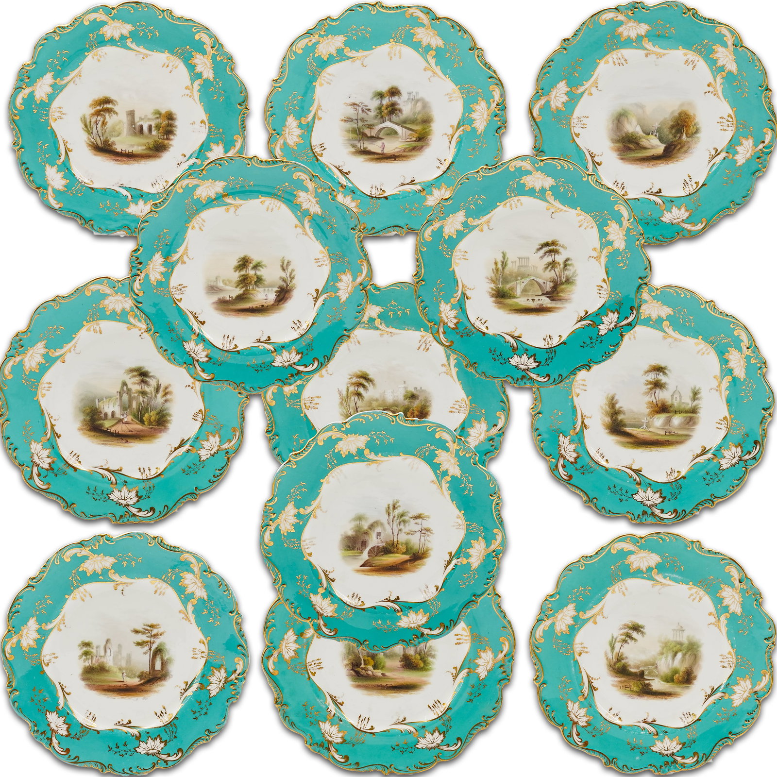 (12 Pc) Antique French Porcelain Plate Set (1 of 19)