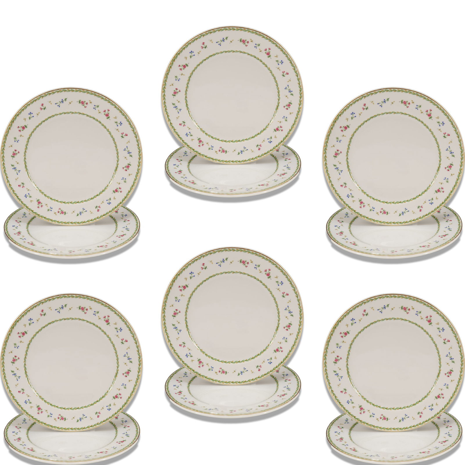 (12 Pc) Bernardaud "Artois" Porcelain Bread Plates: DESCRIPTION: Set of 12 Bernardaud Limoges porcelain bread plates in the "Artois" pattern, each decorated with floral and foliage motifs and gilding. Each marked on underside. CIRCA: Late 20th - early