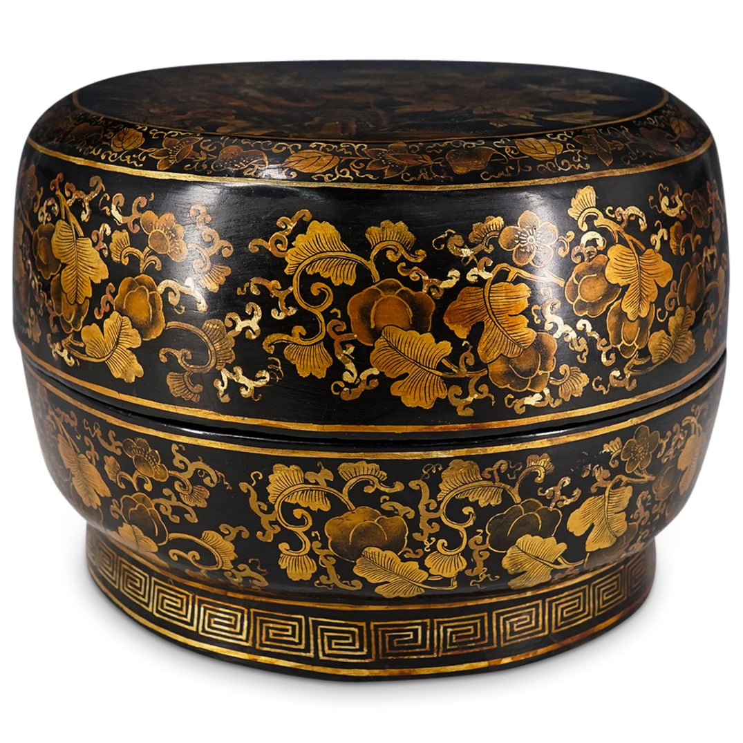 Antique Meiji Japanese Gilt And Lacquered Round Box (1 of 9)
