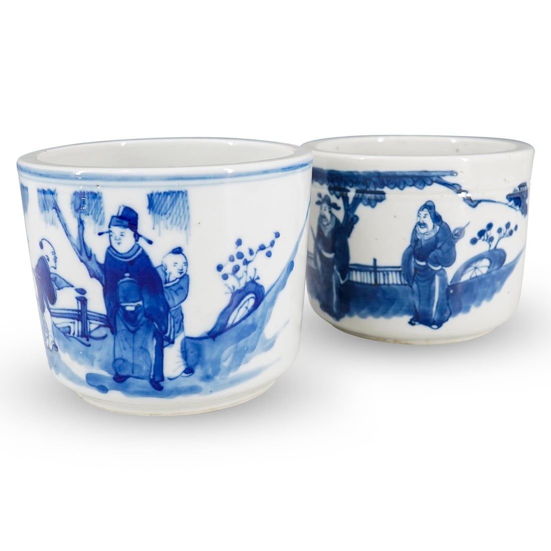 Pair Of Antique Chinese Blue And White Porcelain Cachepots (1 of 10)