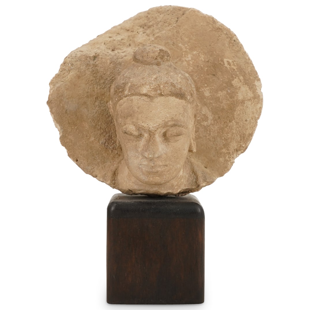 5th Century Gandhara Stucco Haloed Buddha Head (1 of 4)