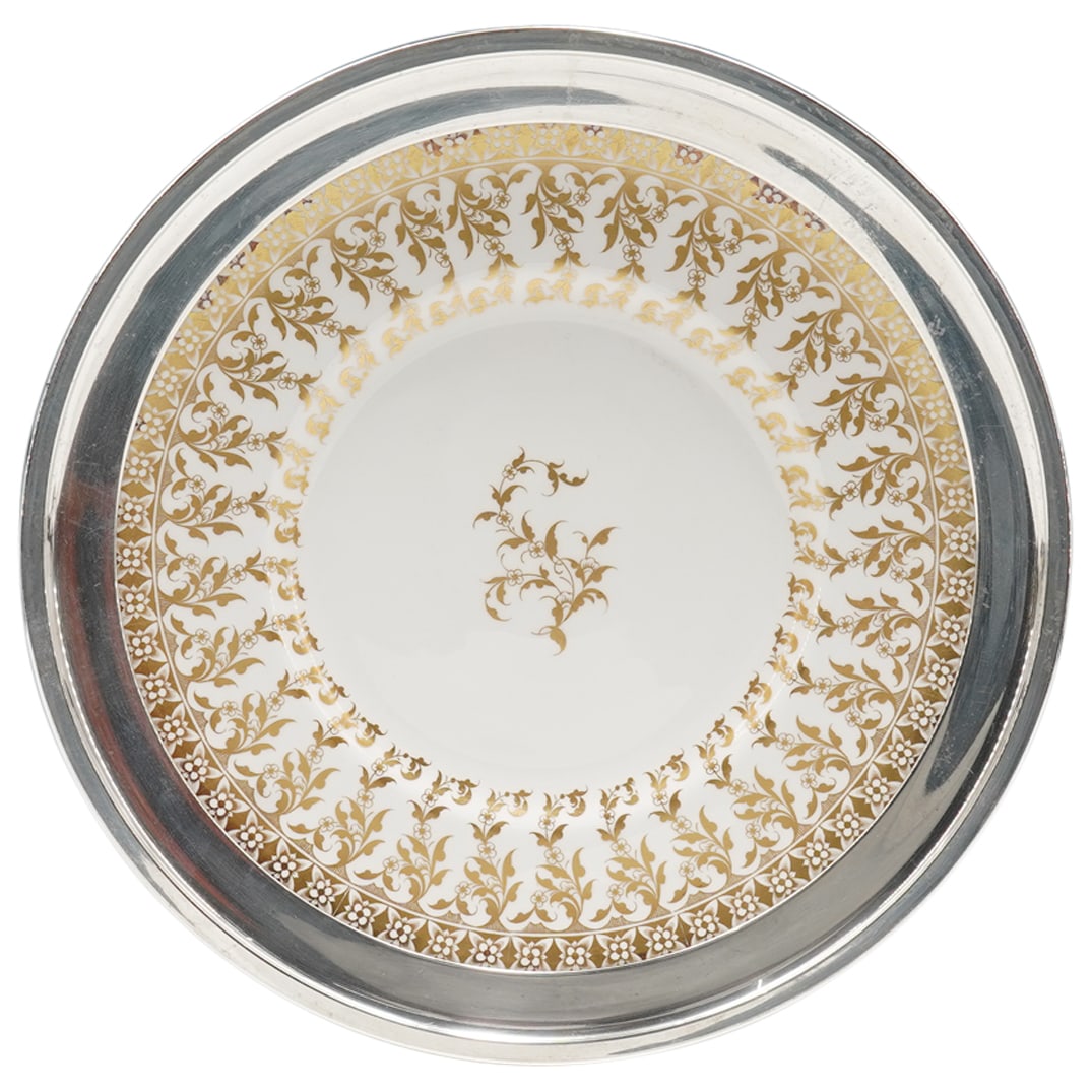 Antique American Sterling Silver And Porcelain Serving Plate (1 of 8)