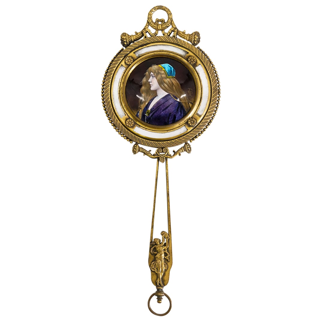 Victorian Limoges Gilt Bronze, MOP, and Enamel Hand Mirror (1 of 7)
