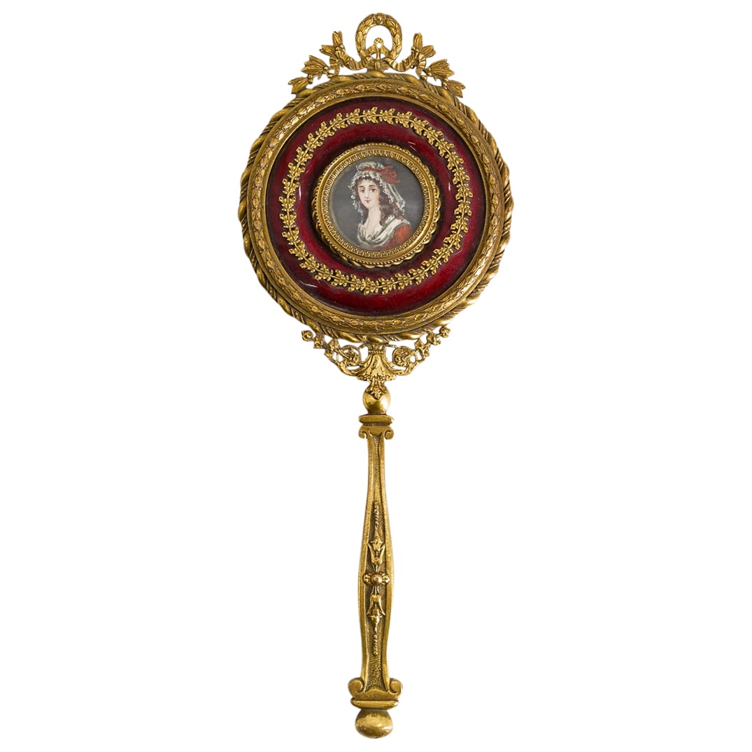Victorian French Gilt Bronze and Enamel Hand Mirror (1 of 5)