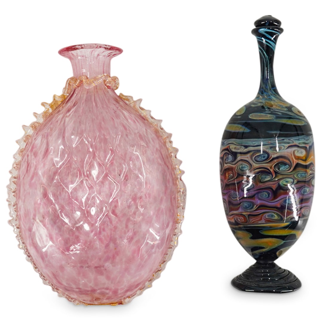 (2 Pc) Murano Art Glass Flask & Scent Bottle Grouping Set (1 of 7)
