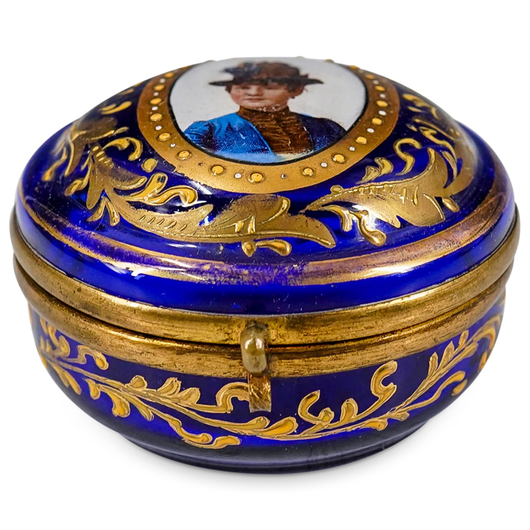 Victorian Cobalt Glass Trinket Box (1 of 10)