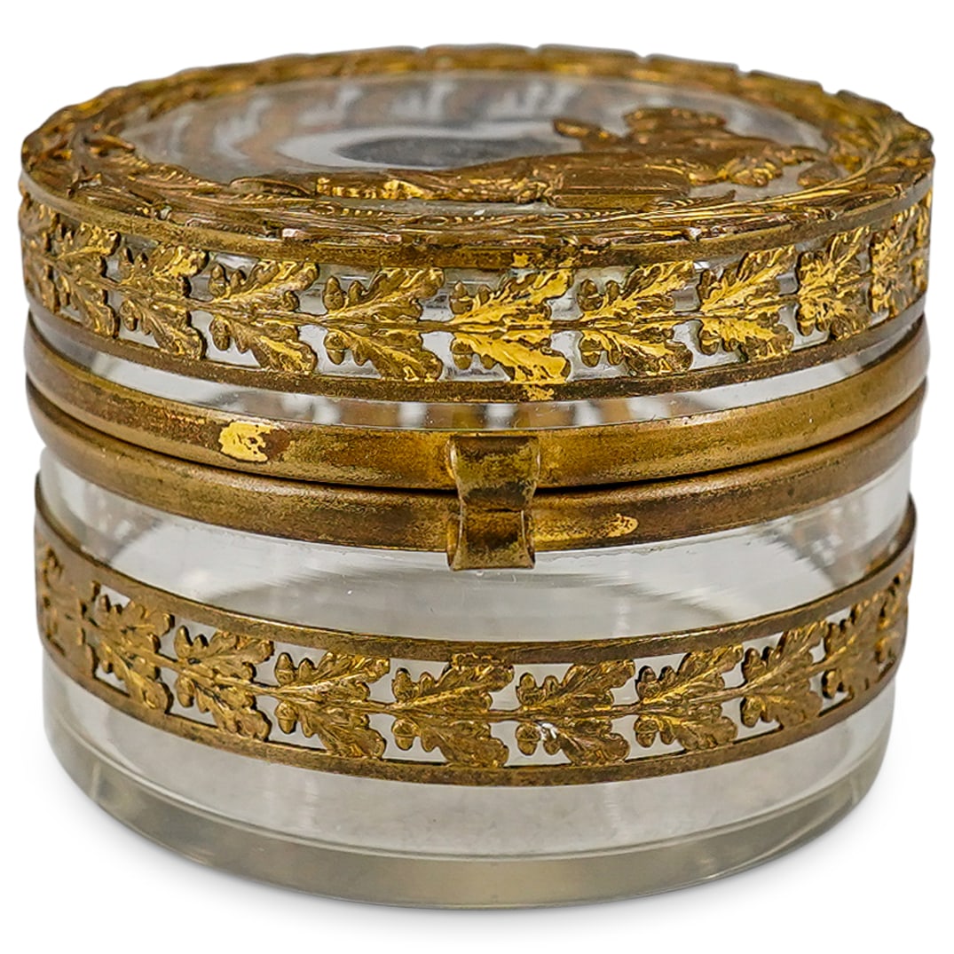 Victorian French Neoclassical Gilt Bronze and Glass Trinket Jar (1 of 7)