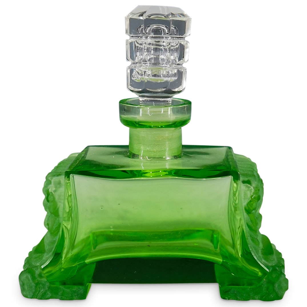 Art Deco Green Glass Perfume Bottle (1 of 5)