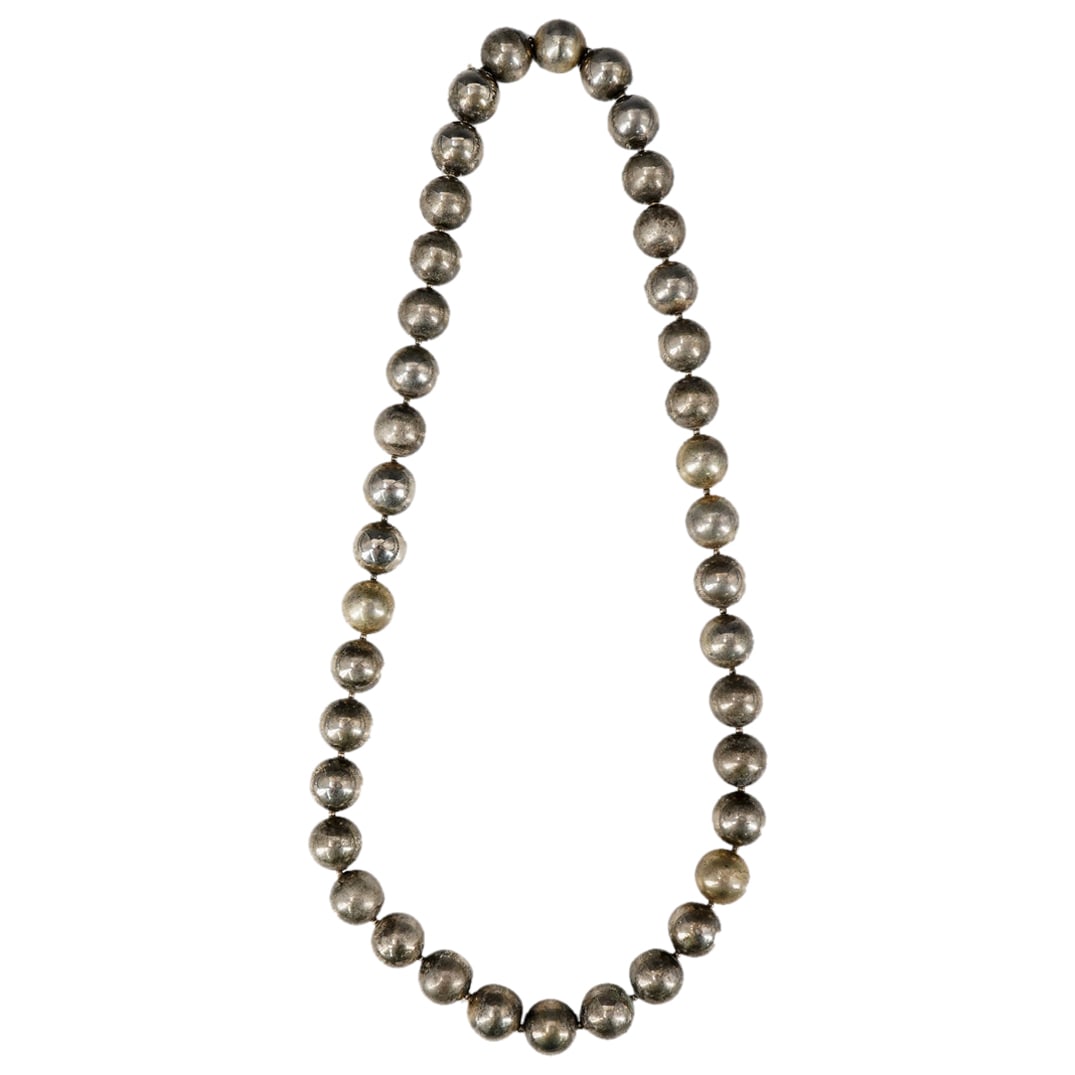 Vintage Silver Large Beaded Necklace (1 of 4)