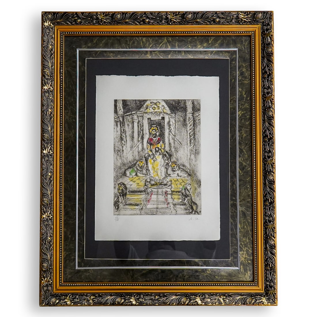 Marc Chagall (Russia. 1887-1985) Salomon Sur Son Trone (Solomon on his Throne) Lithograph (1 of 6)