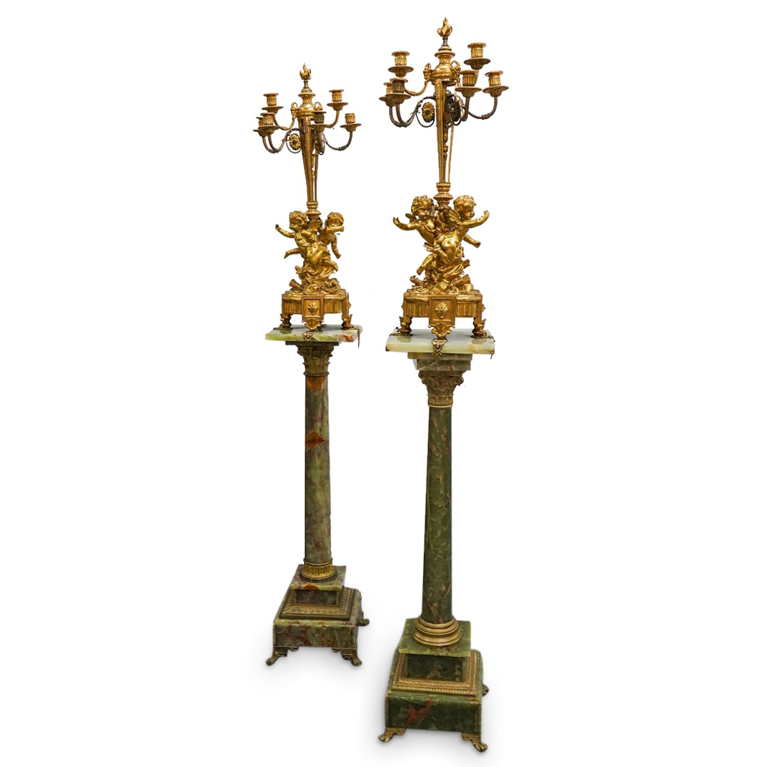 Louis XVI Style Gilt Bronze and Onyx Candelabra/ Torchiere (1 of 20)