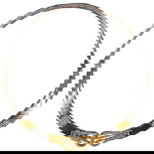 Ilias Lalaounis 18k Gold and Sterling Silver Choker Necklace: DESCRIPTION: Ilias Lalaounis choker necklace features a sterling silver foundation, 18k gold fittings along the frame, completed with a hinged closure. Stamped "925" "Greece" with Lalaounis makers mar