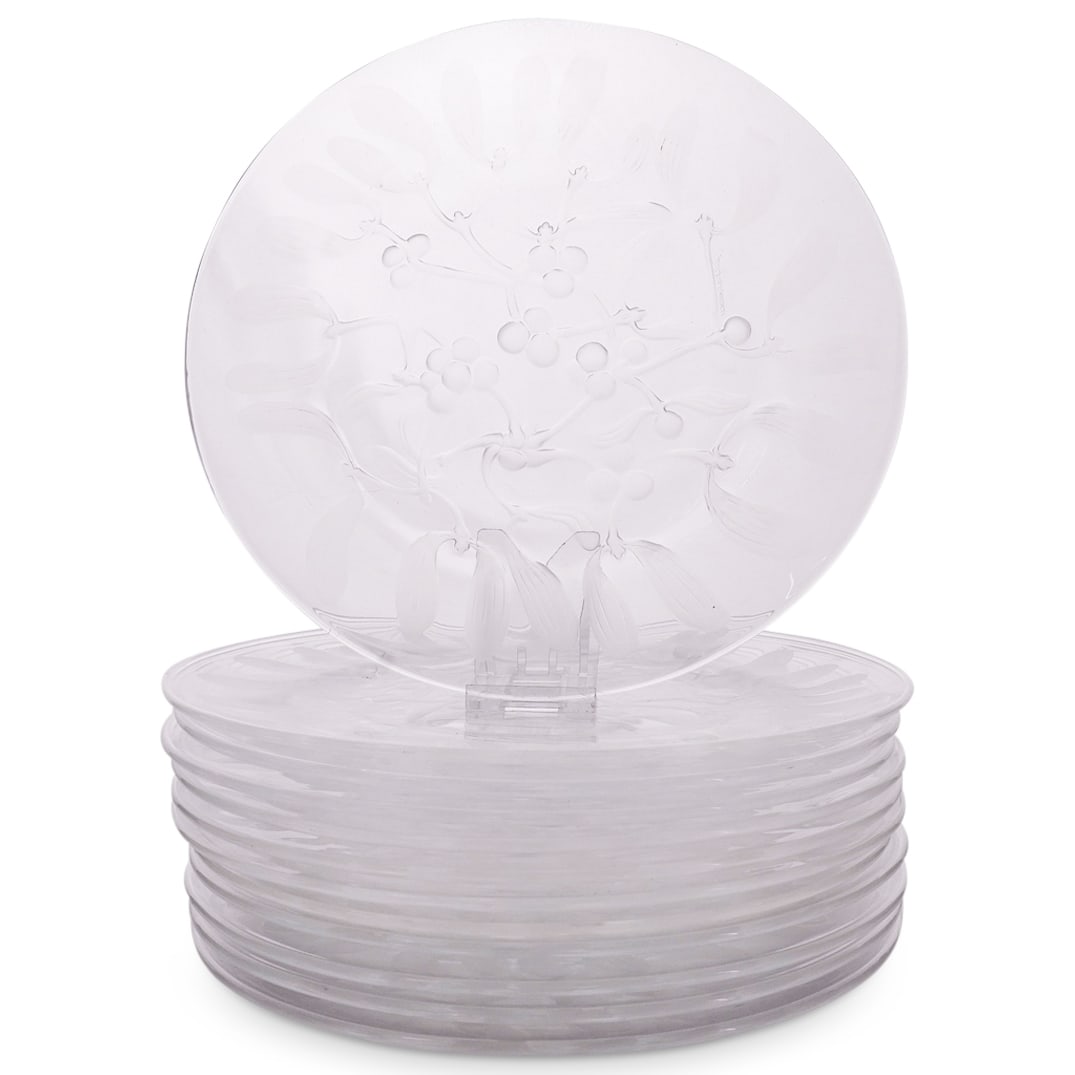 (12 Pc) Lalique Crystal Saint Sylvestre Salad Plates (1 of 10)