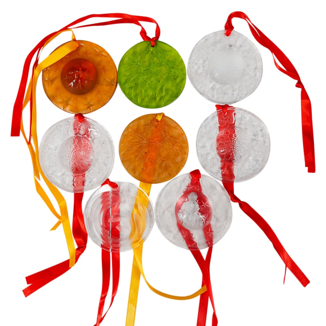 (8 Pc) Lalique Crystal Christmas Ornaments In Boxes (1 of 16)