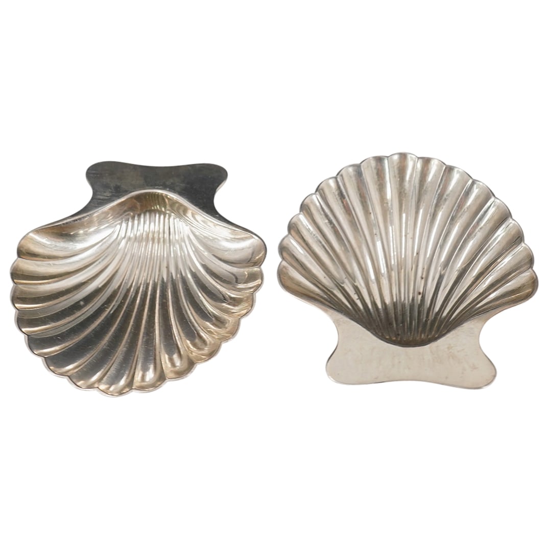 (2 Pc) Tiffany & Co. Sterling Silver Footed Shell Salt Cellars (1 of 6)