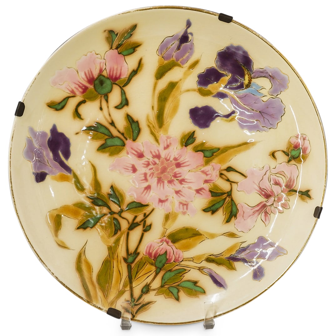 Antique Zsolnay Porcelain Floral Display Plate (1 of 5)