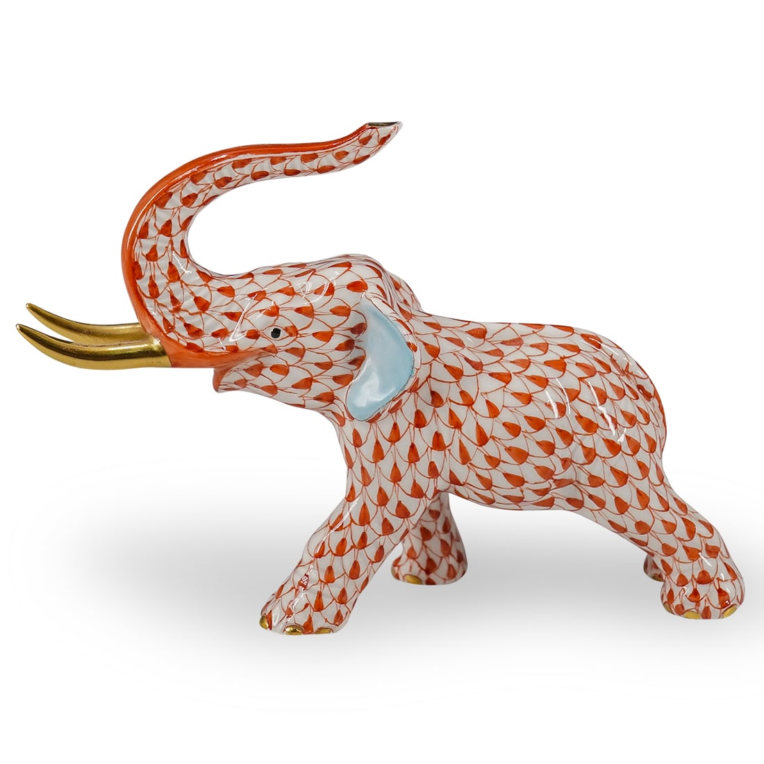 Herend Porcelain Elephant Fishnet Figurine (1 of 9)