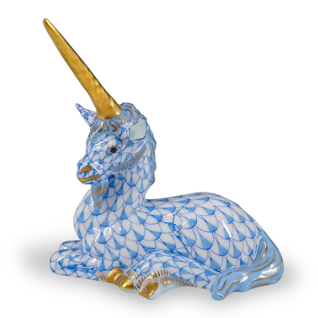 Herend Porcelain Blue Fishnet Unicorn (1 of 5)