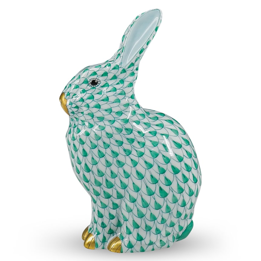 Herend Green Fishnet Rabbit Figurine (1 of 6)