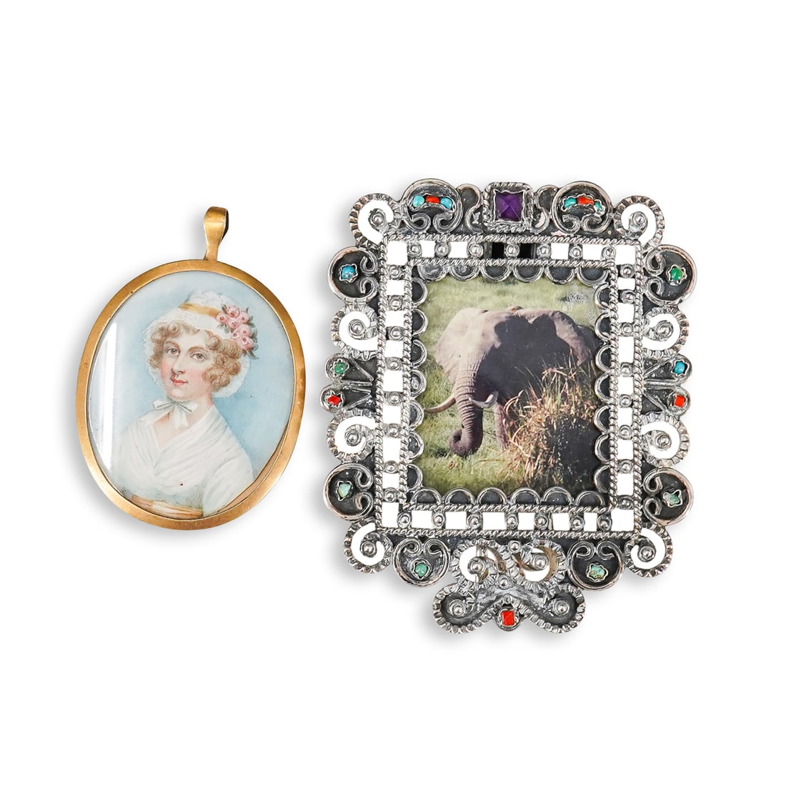 (2 Pc) Silver And Gilt Picture Frames (1 of 10)